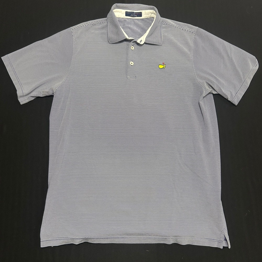 Vintage Masters Clubhouse Collection Polo Shirt Navy Striped Mens Large 2000s